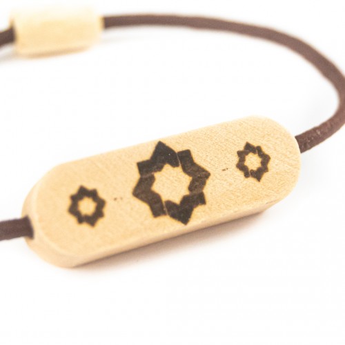 Pulsera madera grabada estrella mudéjar